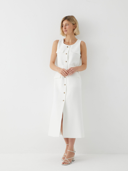 Длинное платье на пуговицах Marou, цвет: белый, Mar_26020909 купить онлайн