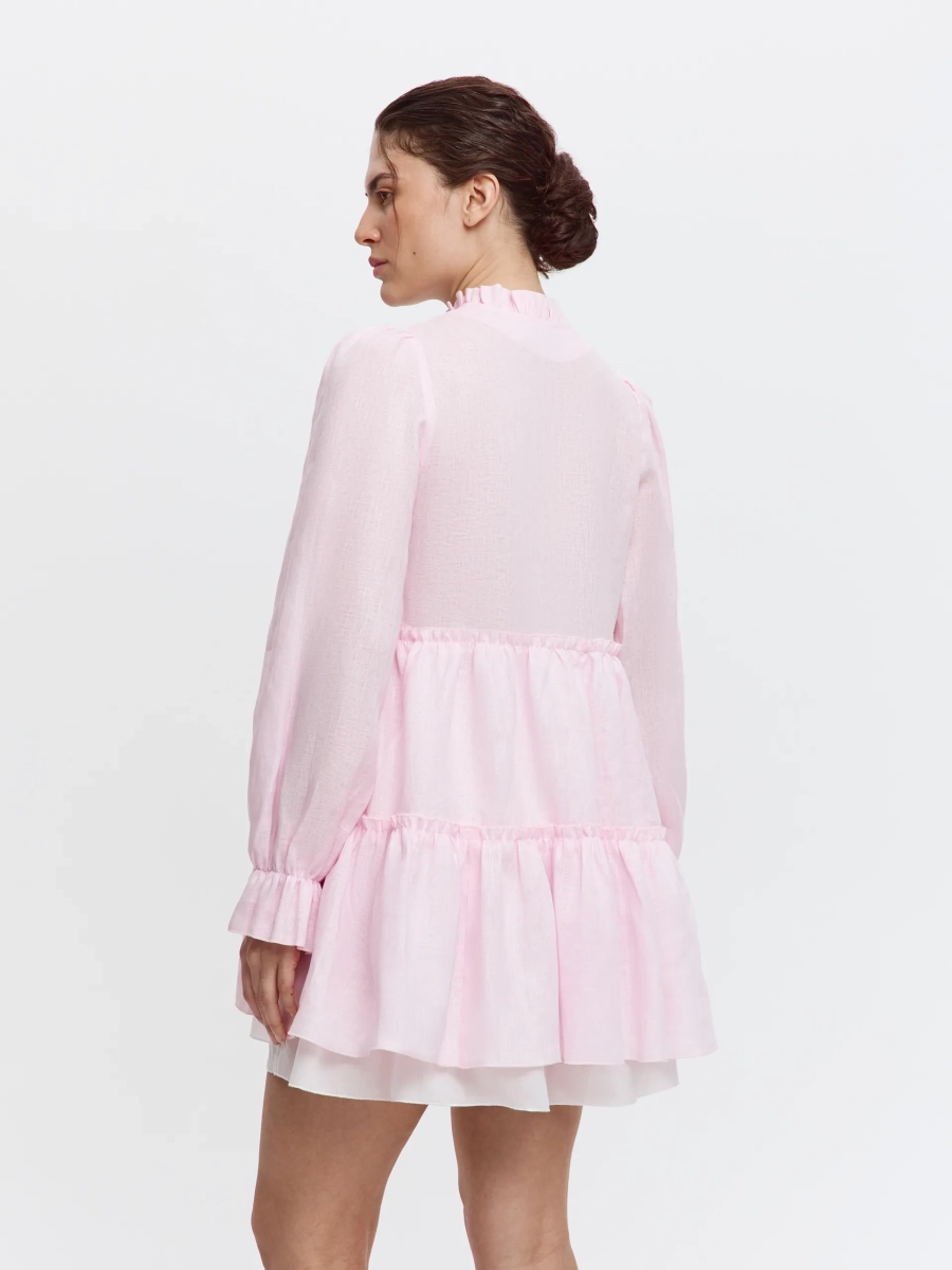Платье-мини из льна ANNA PEKUN, цвет: розовый,  купить онлайн