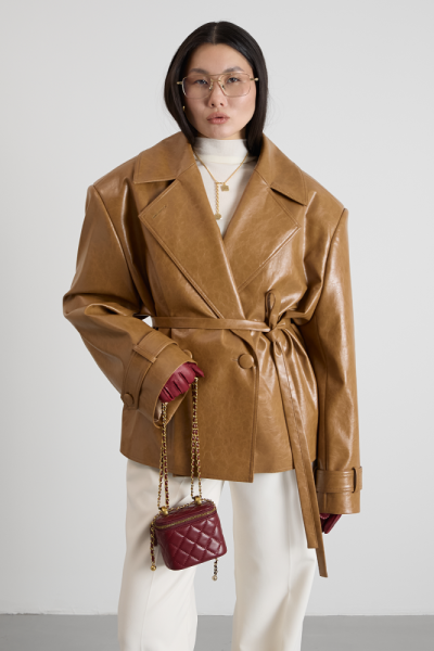 Тренч из текстурной кожи