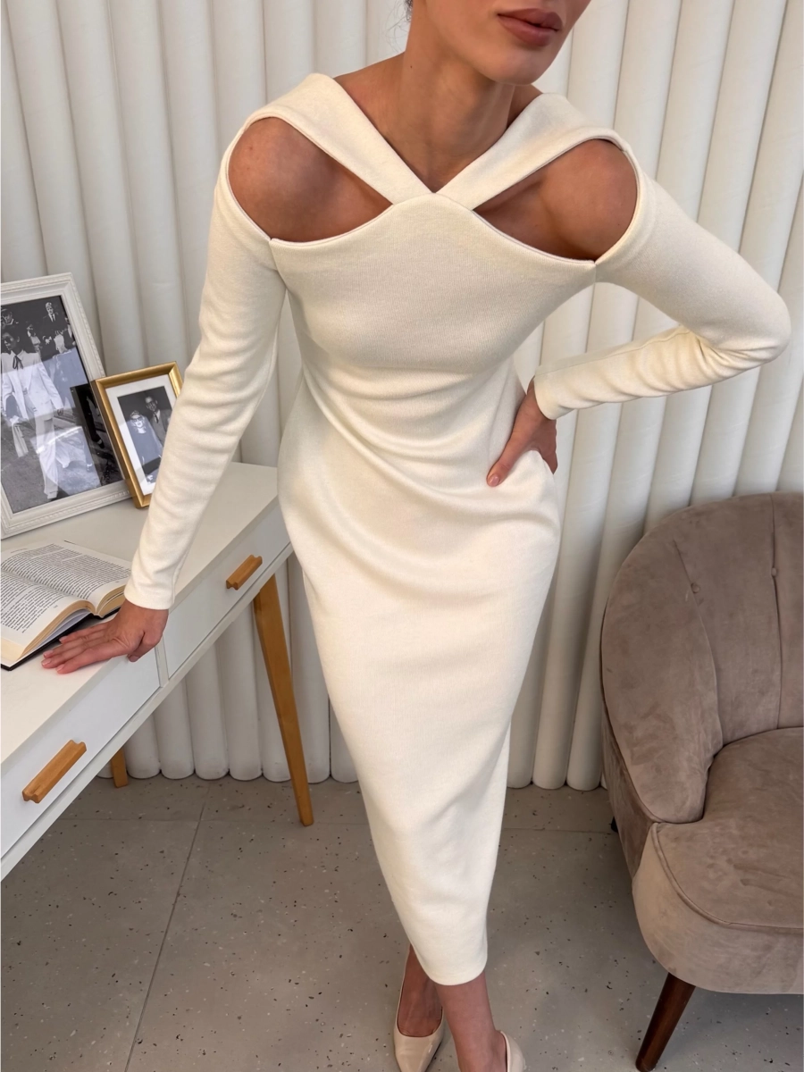 Платье миди с вырезами I.B.W., цвет: молочный, JE058 купить онлайн