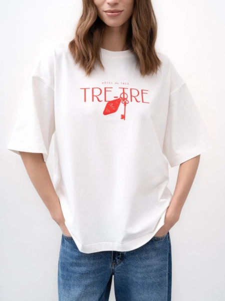 Футболка Trè-Trè TRÈS, цвет: молочный,  купить онлайн