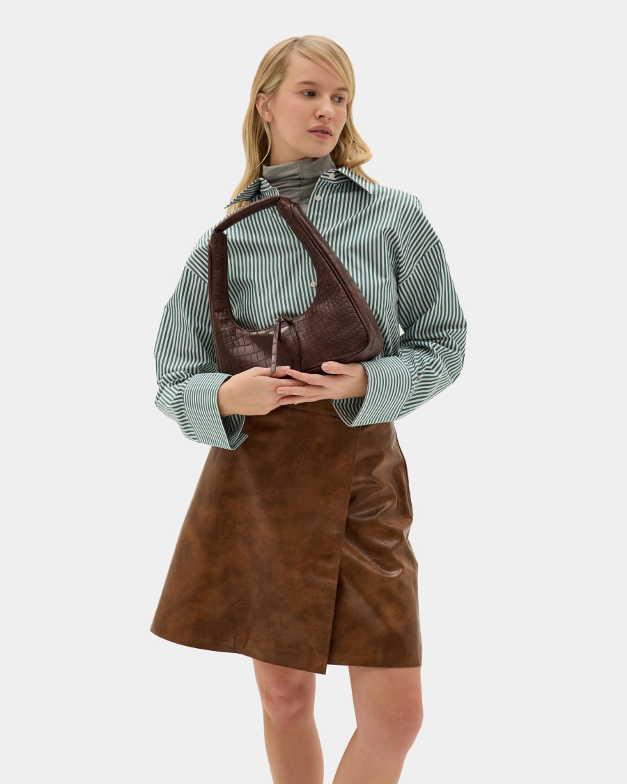 Сумка с фигурным дном Arny Praht, цвет: коричневый крокодил  купить онлайн