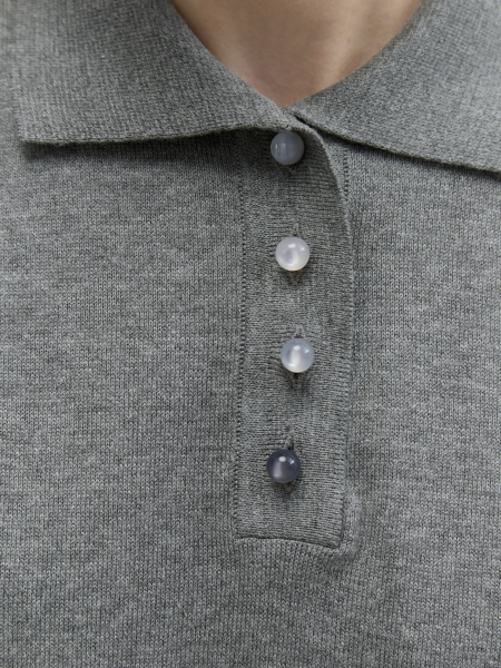 Поло с пуговицами-леденцами AROUND, цвет: серый, 219_54CA001 купить онлайн