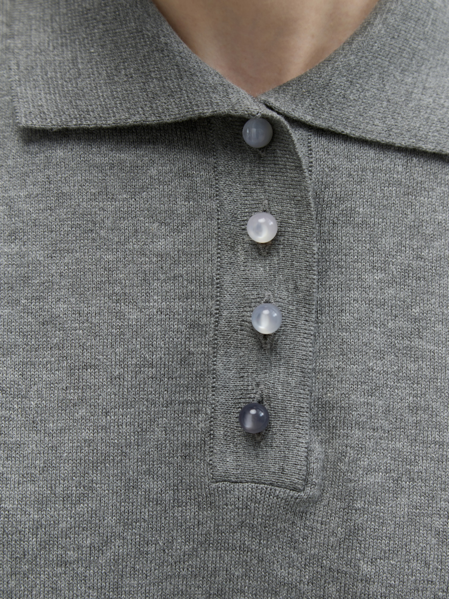 Поло с пуговицами-леденцами AROUND, цвет: серый, 219_54CA001 купить онлайн