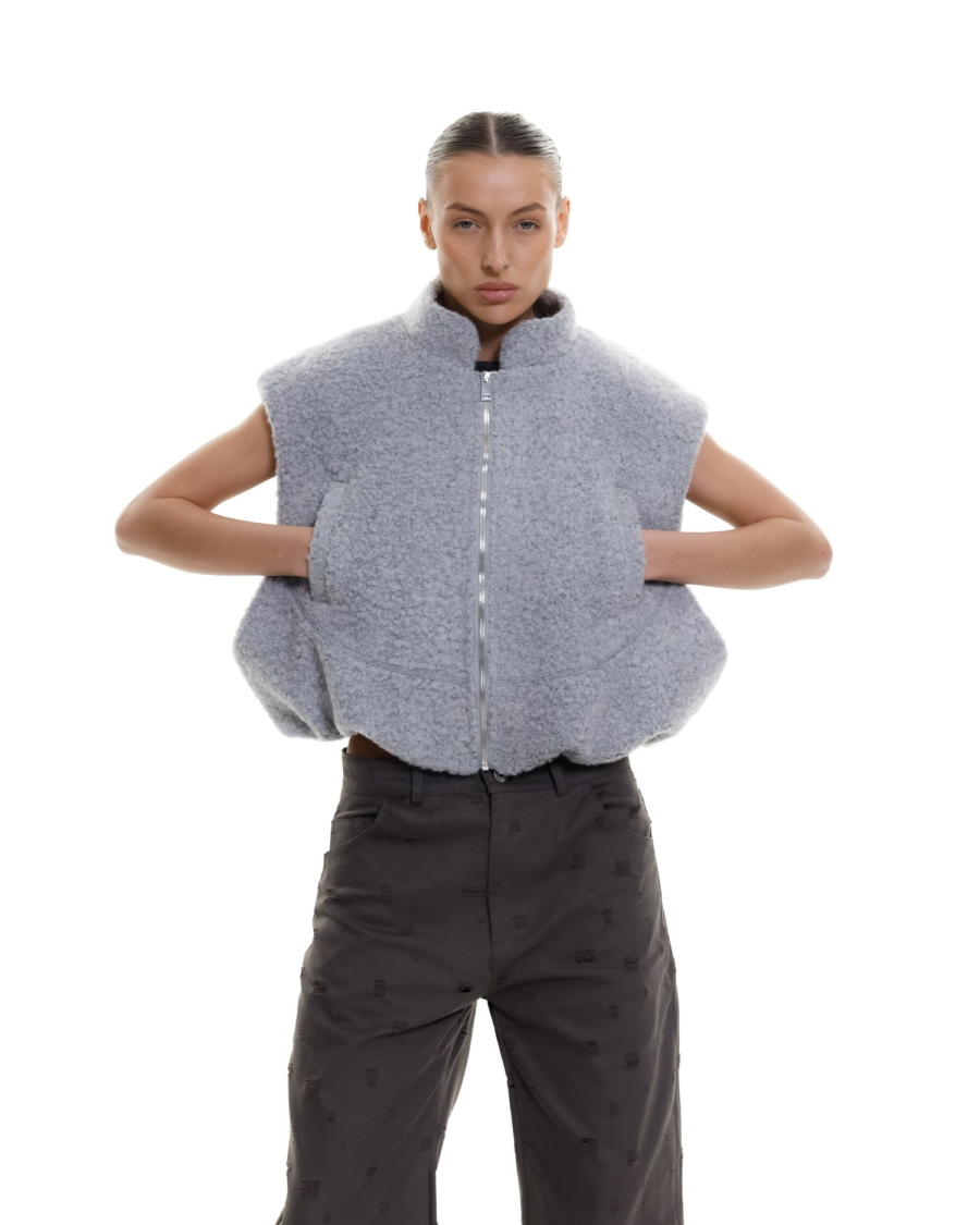 Жилет из фактурной ткани Suborbia, цвет: голубой, 04933 купить онлайн