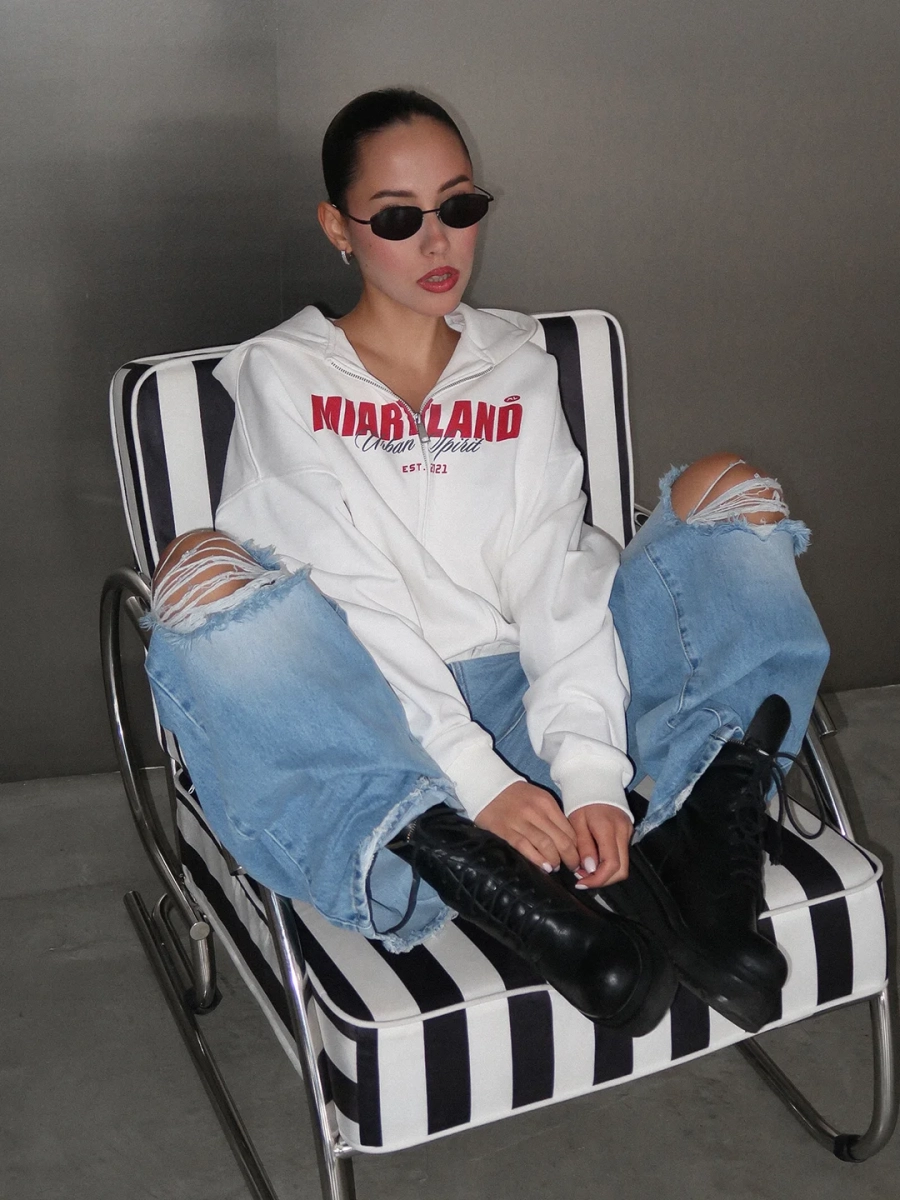 Зип худи "SPIRIT" MIARTLAND, цвет: молочный, НФ-00000817 купить онлайн