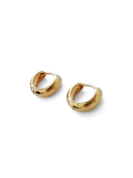 Серебряные серьги-хупы как бублик gold, 15 мм