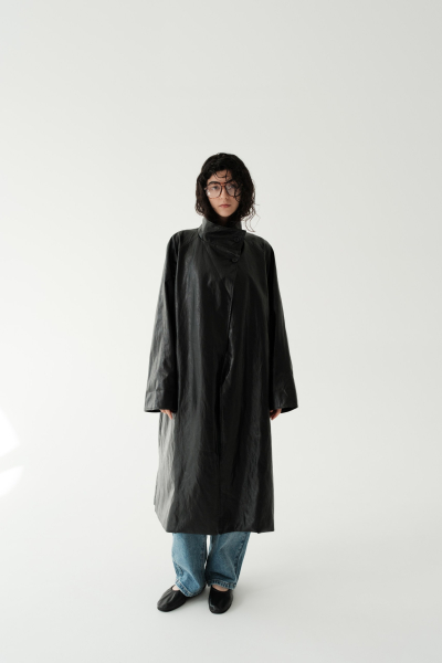 Тренч кожаный No name not same, цвет: Черный,  купить онлайн