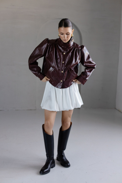 Юбка из шелка баллон мини VLVT, цвет: молочный, 00-00005383 купить онлайн