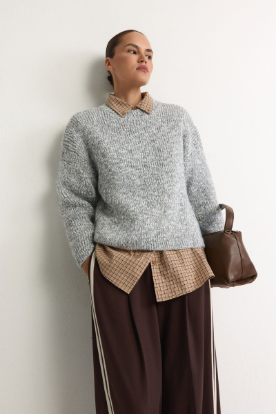 Джемпер из переработанного полиэстера TOPTOP, цвет: серый с принтом, TT.050.18257.801 купить онлайн