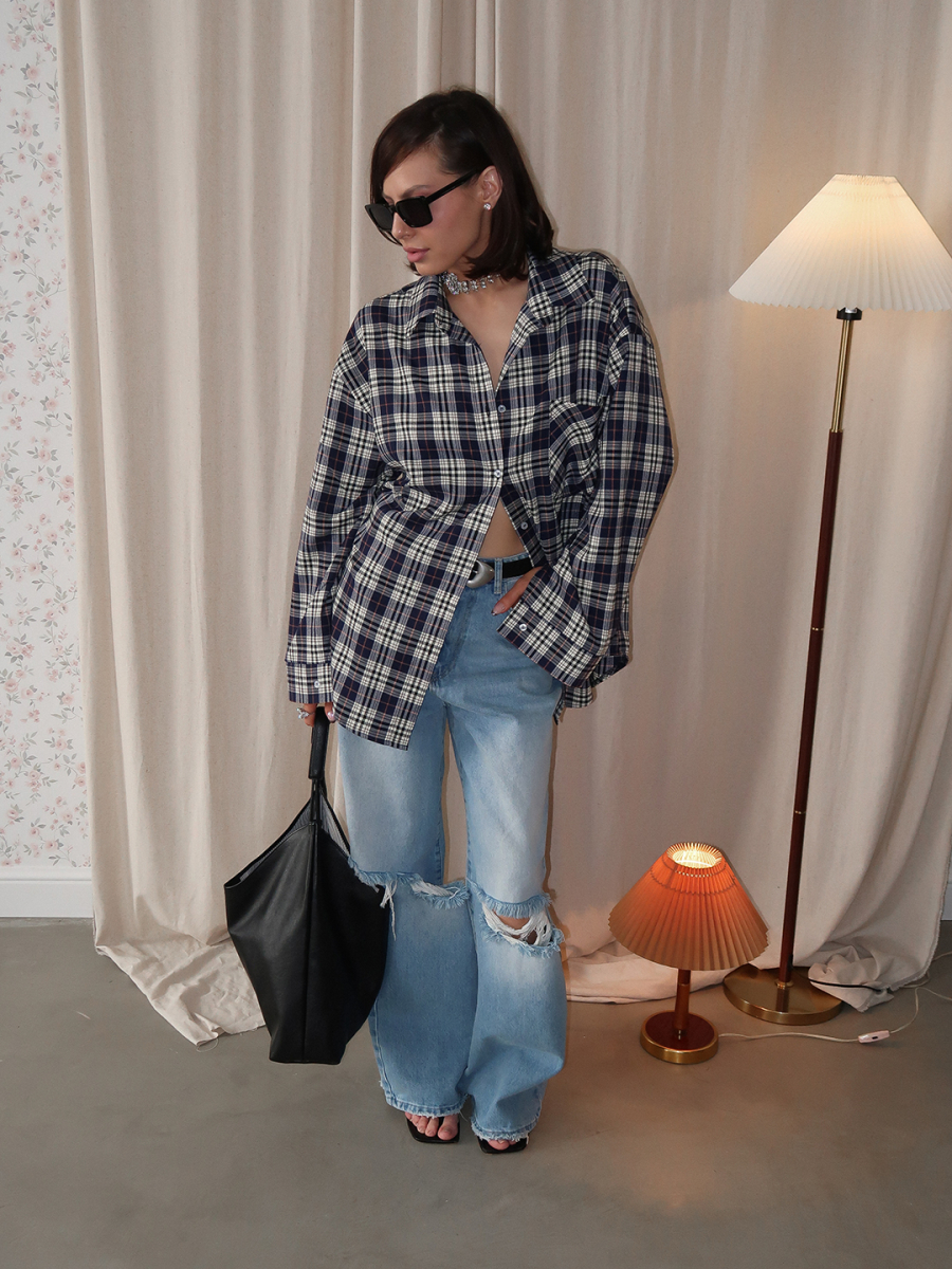 Рубашка в клетку MIARTLAND, цвет: темно-синий, НФ-00000865 купить онлайн