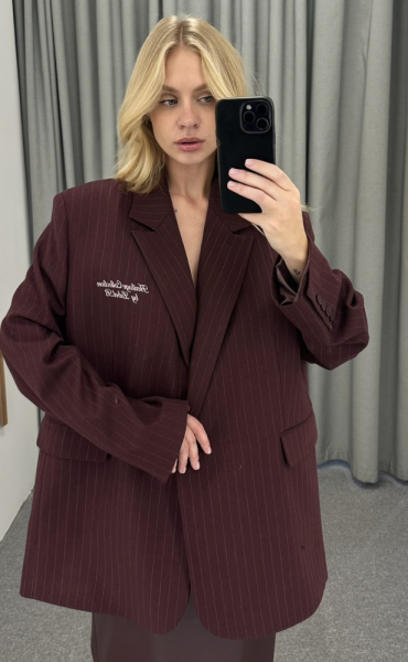 Пиджак объемный с принтом BURGUNDY