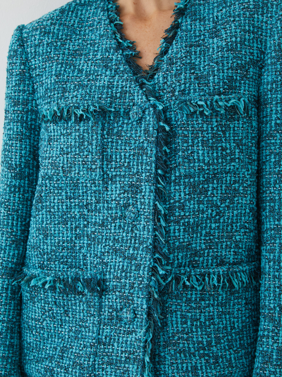 Жакет твидовый Marou, цвет: голубой,  купить онлайн