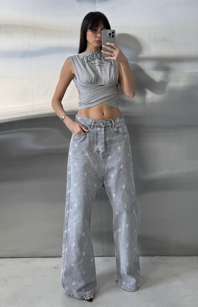 Топ с завязками Label .B, цвет: серый меланж,  купить онлайн