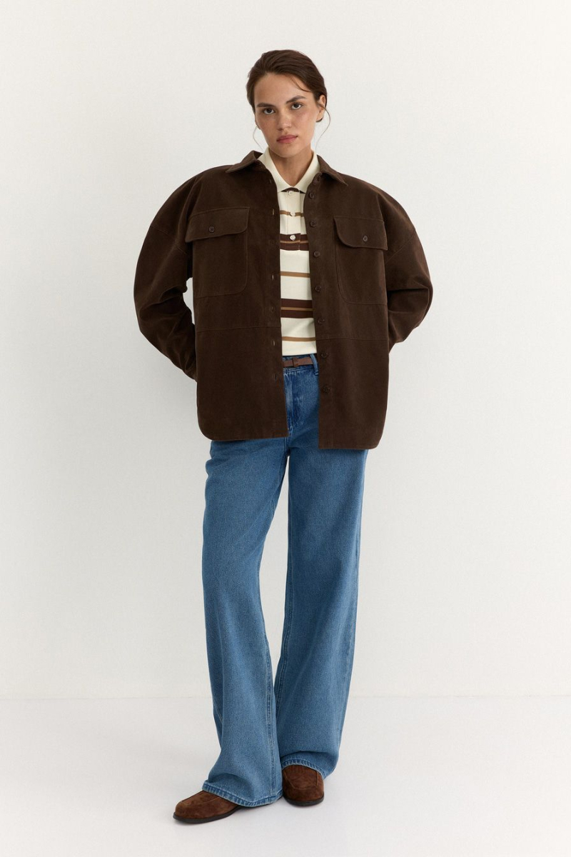 Рубашка из экозамши TOPTOP, цвет: коричневый, TT.021.17921.700 купить онлайн