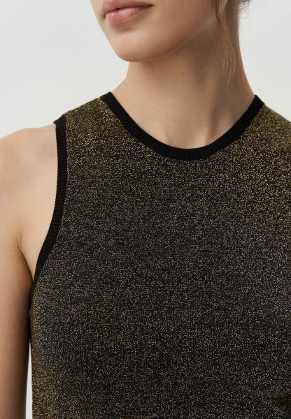 Топ из вискозы с металлизированной нитью Charmstore, цвет: Черный, 309-22073-880 купить онлайн