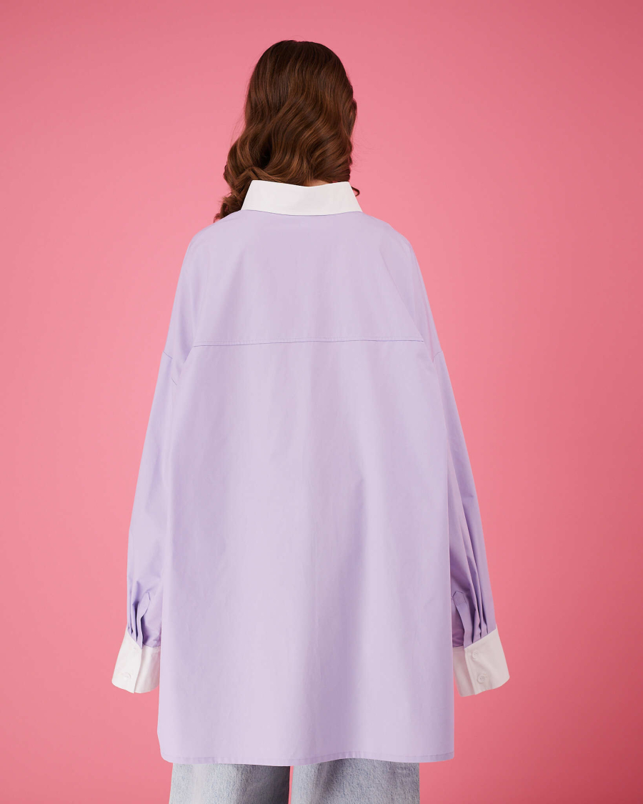 Рубашка макси оверсайз #22 TABOO, цвет: лаванда, Rub22 купить онлайн