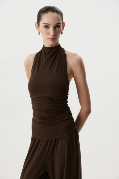 Топ халтер со стойкой Charmstore, цвет: горький шоколад, 205-12665-565 купить онлайн