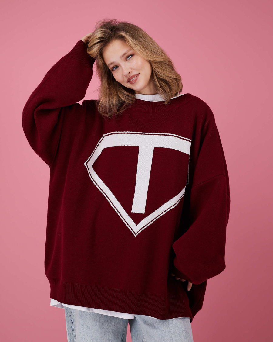 Свитер Супергероя TABOO, цвет: Бордовый, Svsuper купить онлайн