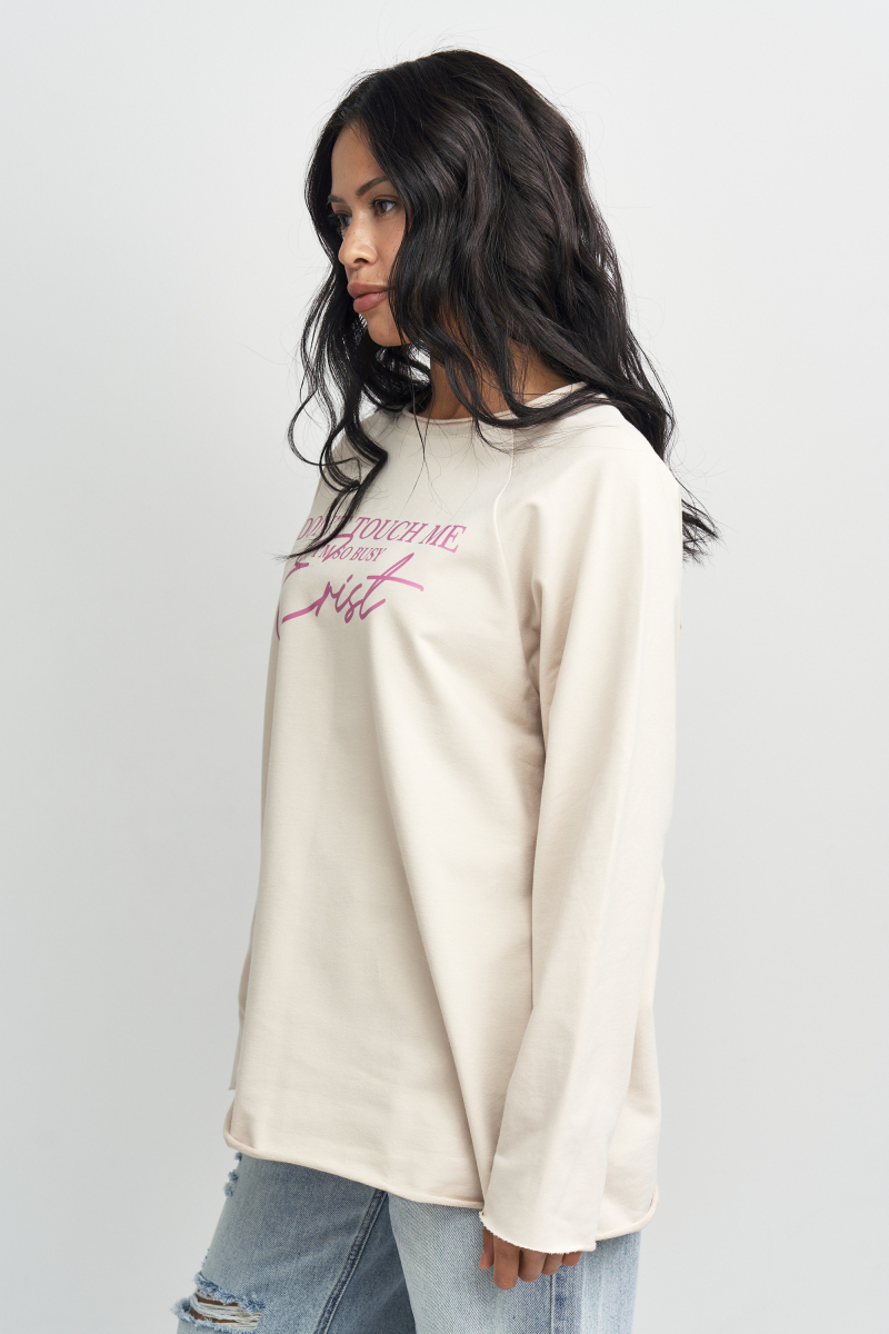 Лонгслив Не трогай меня Erist store, цвет: бежевый, НФ-00003152 купить онлайн