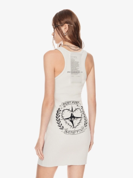 Платье в рубчик с принтом POST POST SCRIPTUM, цвет: гипсовый белый, 1108.000.00.01.101 купить онлайн