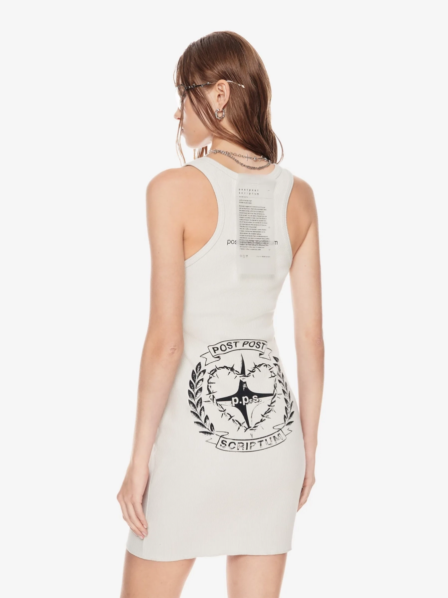 Платье в рубчик с принтом POST POST SCRIPTUM, цвет: гипсовый белый, 1108.000.00.01.101 купить онлайн