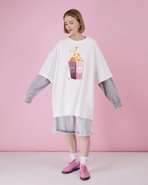 Лонг с двойным рукавом Pop-corn