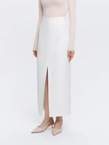 Юбка-макси из твида ANNA PEKUN, цвет: белый,  купить онлайн