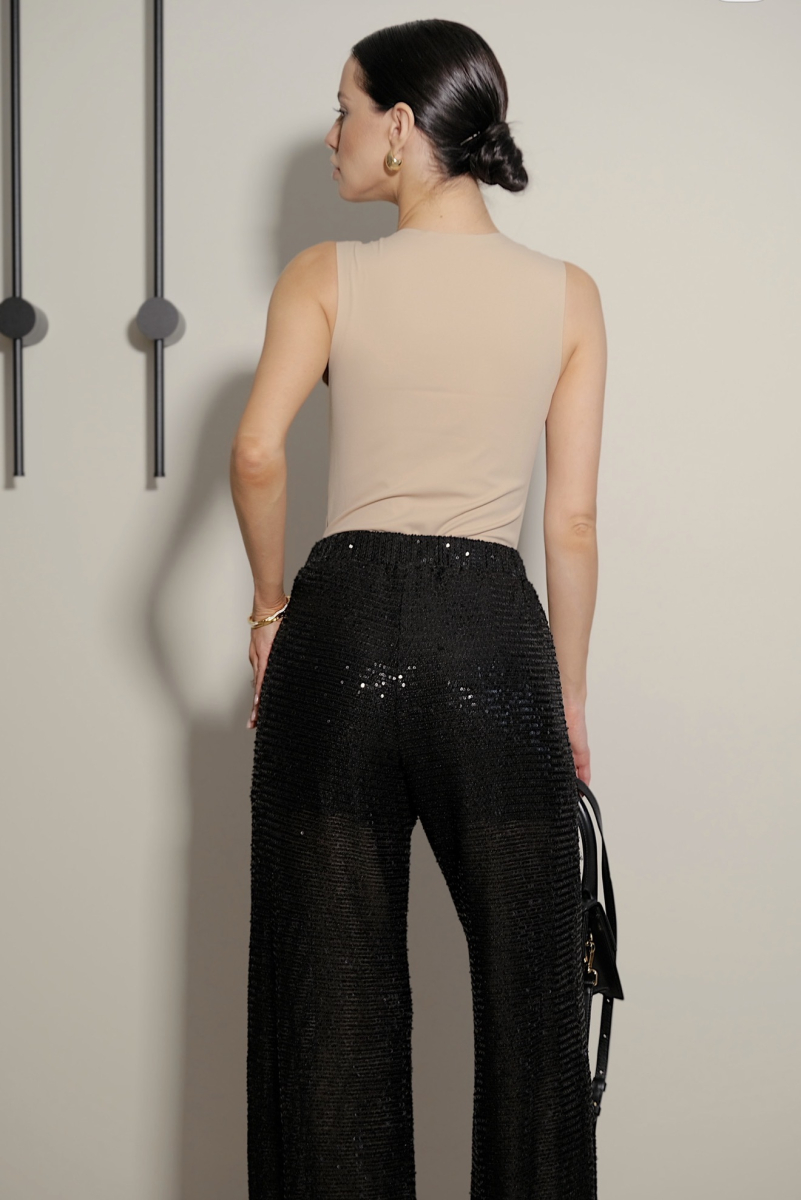 Брюки широкие из пайеток MINI, цвет: Черный, НФ-00000224 купить онлайн