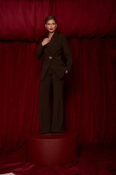 Брюки классические со стрелкой Ricoco, цвет: горький шоколад, 4067/4 купить онлайн