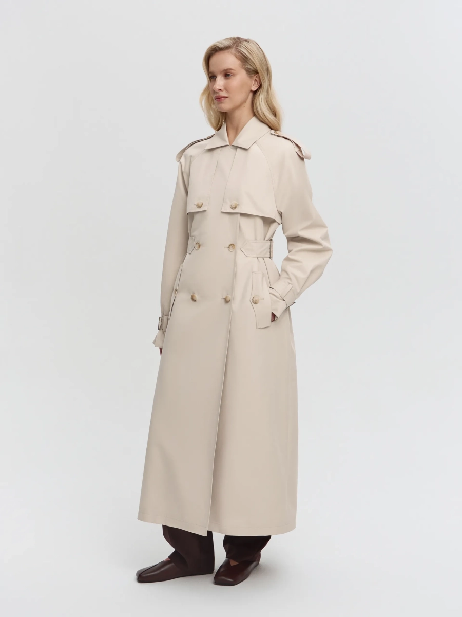 Двубортный тренч ANNA PEKUN, цвет: бежевый,  купить онлайн