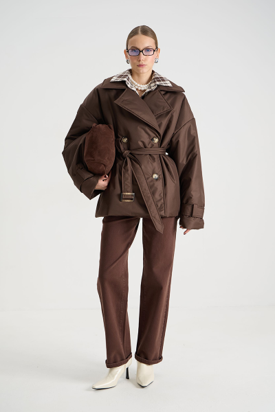 Тренч утепленный mini MIA AIM, цвет: шоколадный, MIA532 купить онлайн