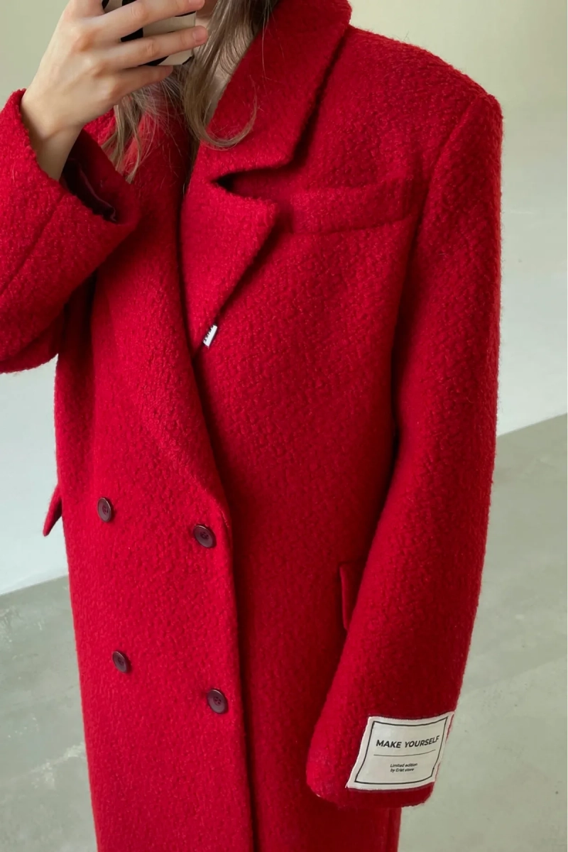 Пальто-макси из вареной шерсти Насыщенный красный Erist store, цвет: красный, НФ-00003235 купить онлайн