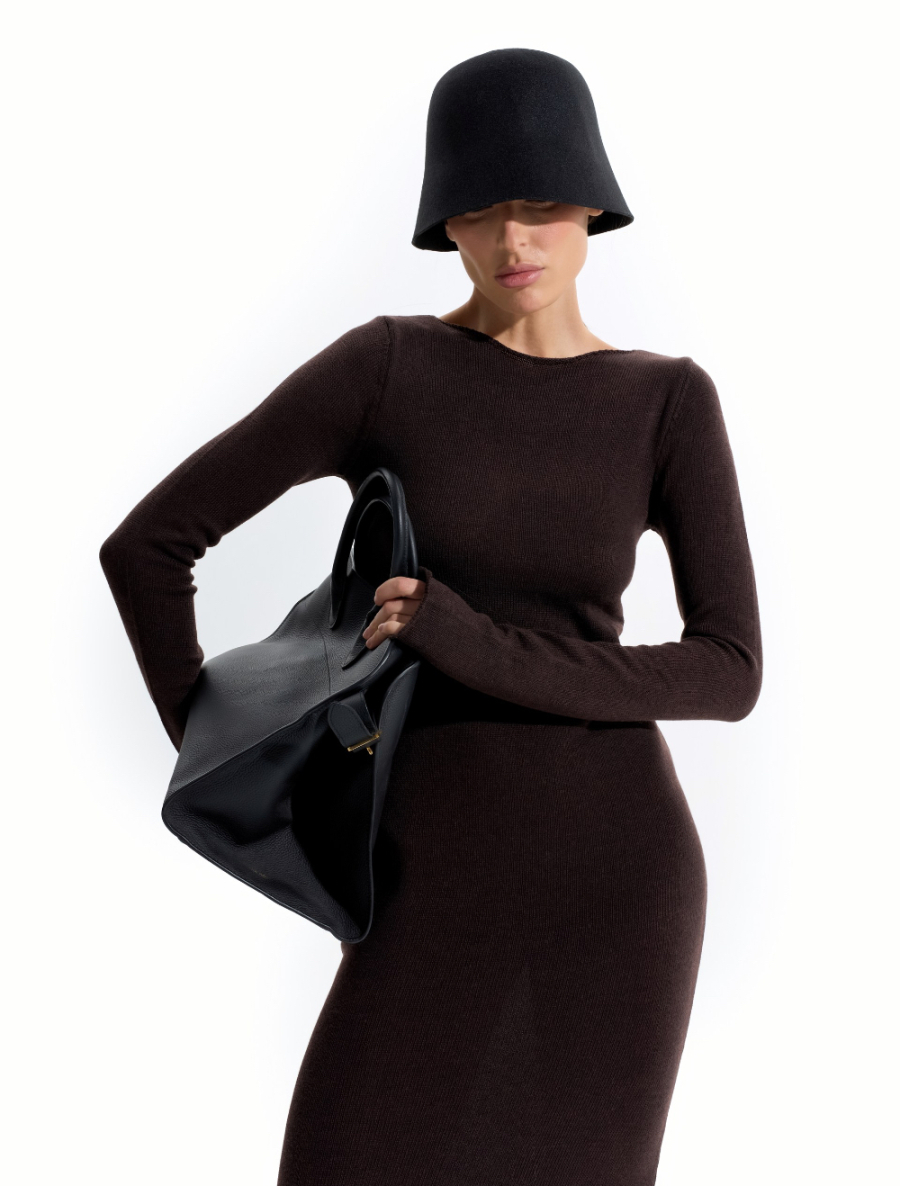 Вязанное платье макси ANOTHER SELECT, цвет: коричневый, 00070 купить онлайн