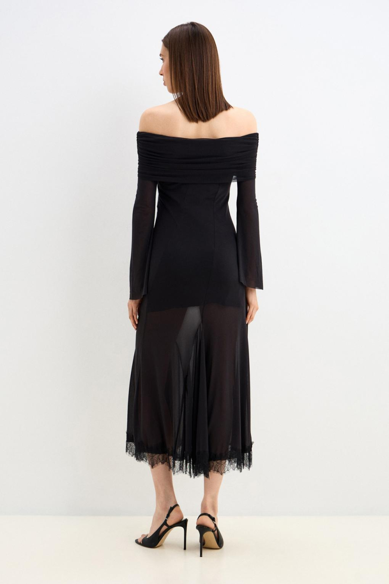 Платье с открытыми плечами ENEVOO, цвет: Черный, 02913 купить онлайн
