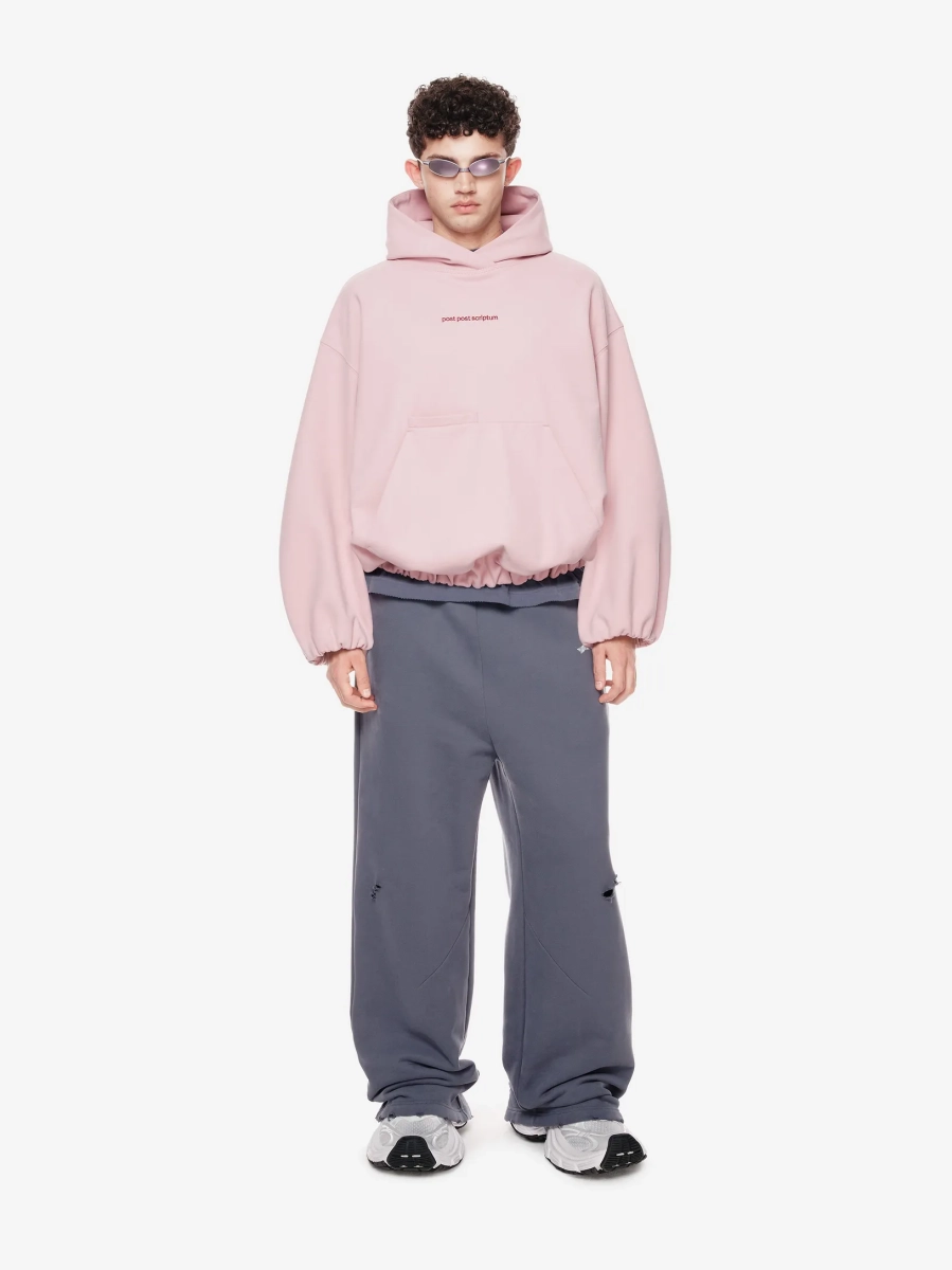 Хлопковый худи с логотипом POST POST SCRIPTUM, цвет: пудровый розовый,  купить онлайн