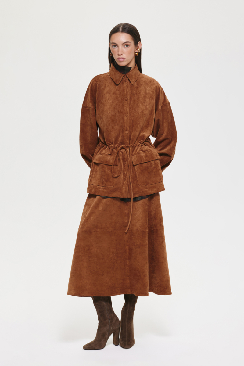 Рубашка из экозамши DREAMS BY ALENA AKHMADULLINA, цвет: оранжевый,  купить онлайн