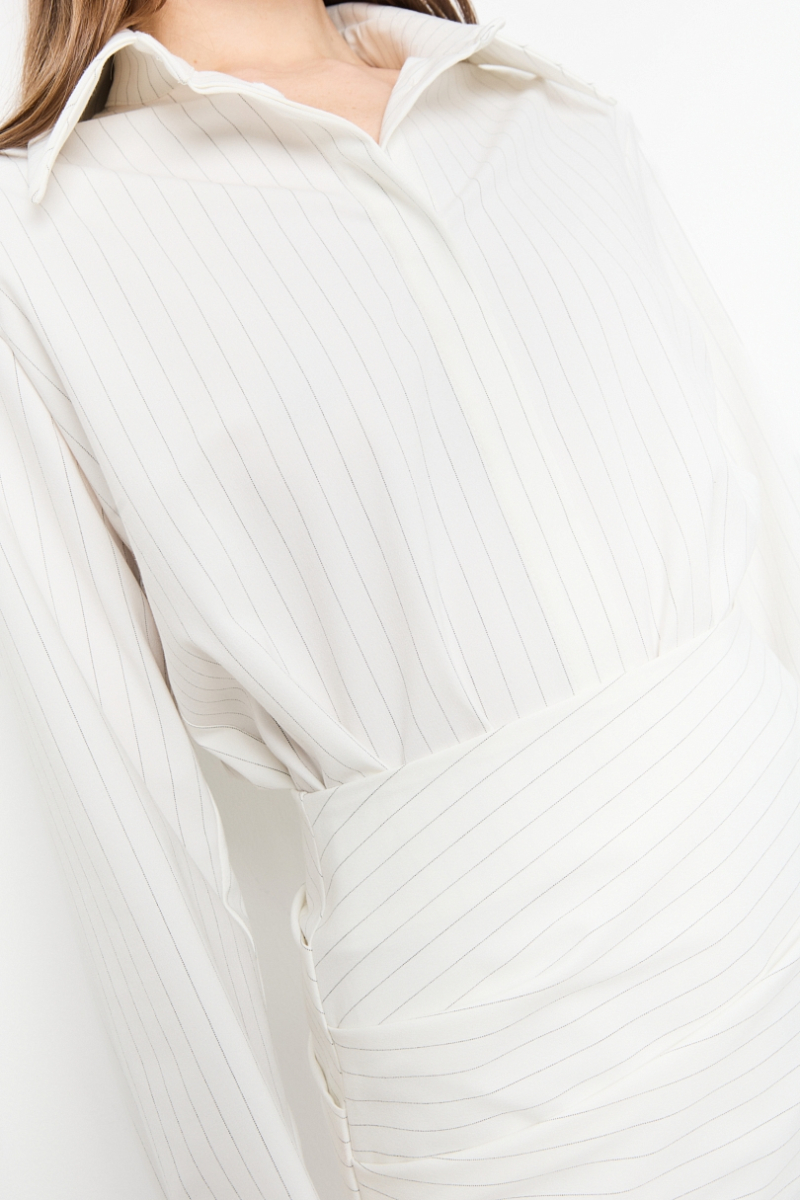 Комплект рубашка и юбка со сборкой в полоску Ricoco, цвет: молочный, 7042/3 купить онлайн