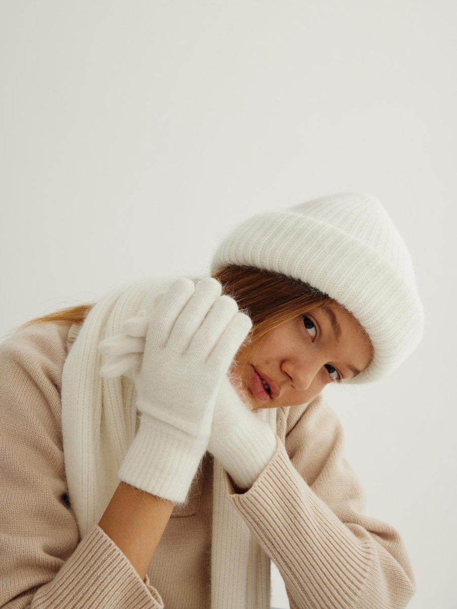 Перчатки из ангоры Chaika, цвет: молочный PR-6 купить онлайн