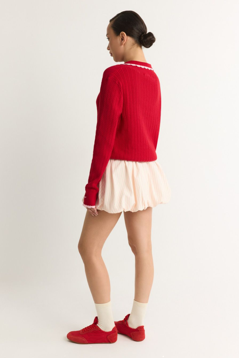 Кардиган из 100% хлопка TOPTOP, цвет: красный с принтом, TT.051.18987.321 купить онлайн