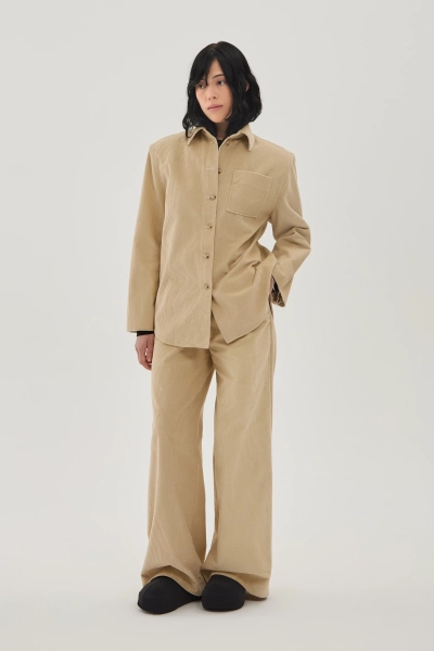 Рубашка с расширенным плечом UNKE, цвет: Светло-бежевый, 2601SH003C_BE купить онлайн