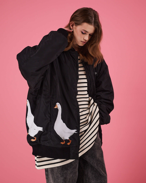 Бомбер Гусиный хоровод TABOO, цвет: Черный, BrMan купить онлайн