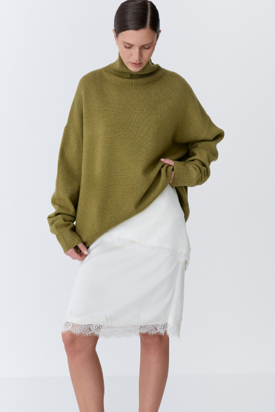 Свитер с шерстью оверсайз Ricoco, цвет: оливковый, 7014/3 купить онлайн