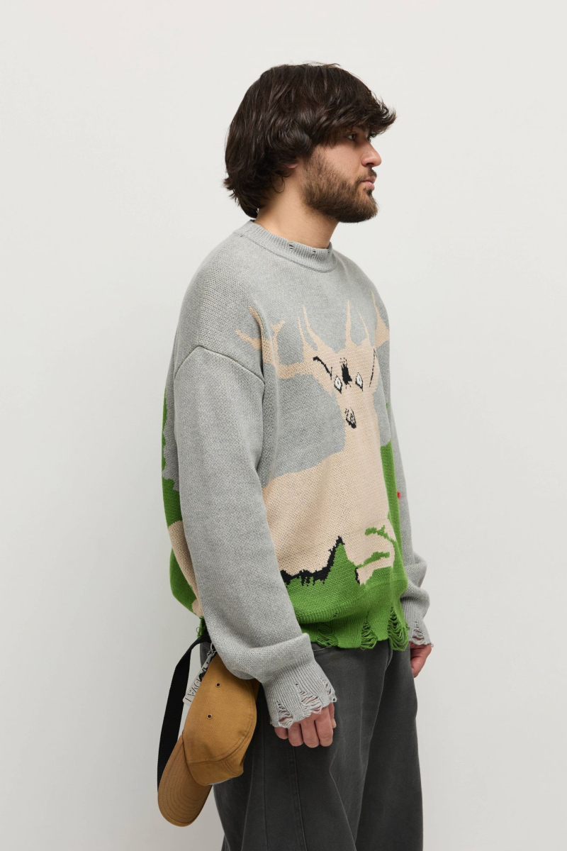 Джемпер Around x Гастроли AROUND, цвет: серый/зеленый, 219_143C01 купить онлайн