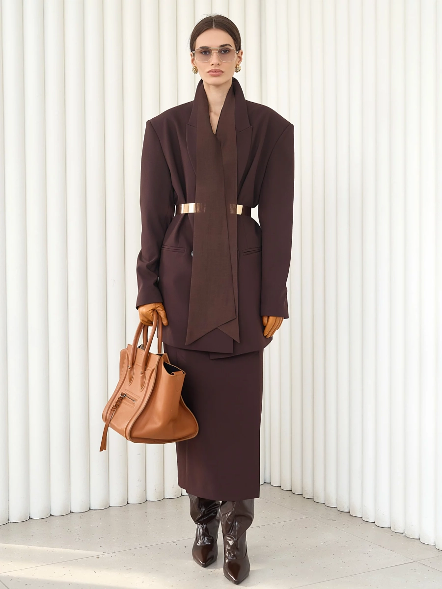 Блуза воздушная с бантом I.B.W., цвет: шоколад, BL031 купить онлайн