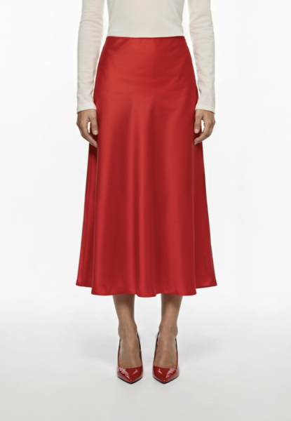 Юбка миди из атласа