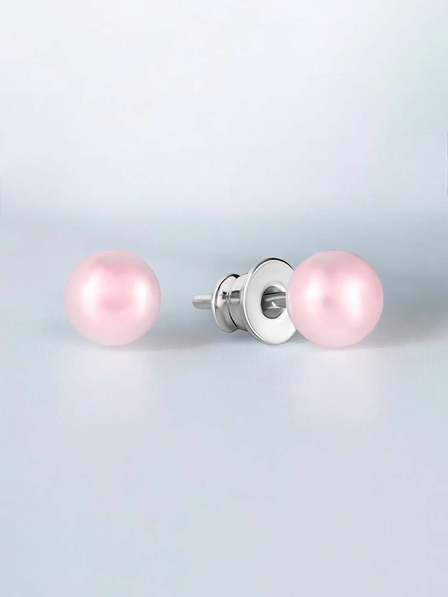 Серьги с розовым жемчугом
