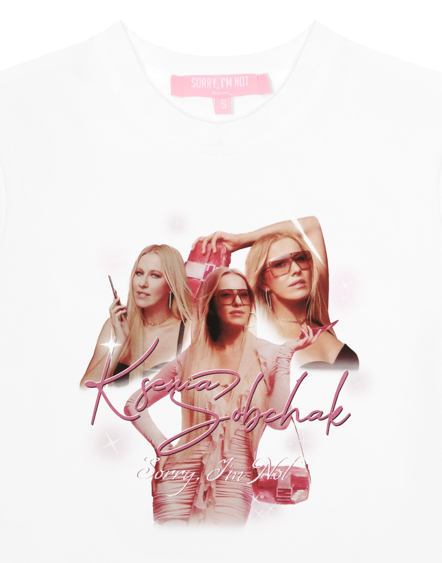 Футболка SOBCHAK GLAM SORRY, I’M NOT, цвет: белый,  купить онлайн