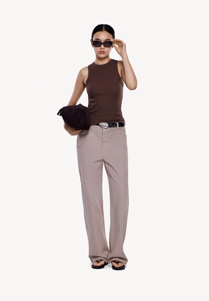 Женская майка в рубчик MUTED, цвет: коричневый, 904463.WTNK0003_Brown купить онлайн