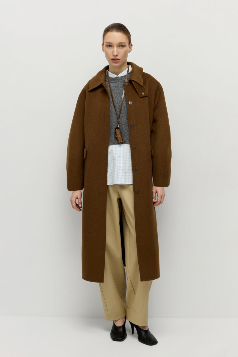 Пальто из шерсти мериноса AROUND, цвет: коричневый, 210_72M48 купить онлайн